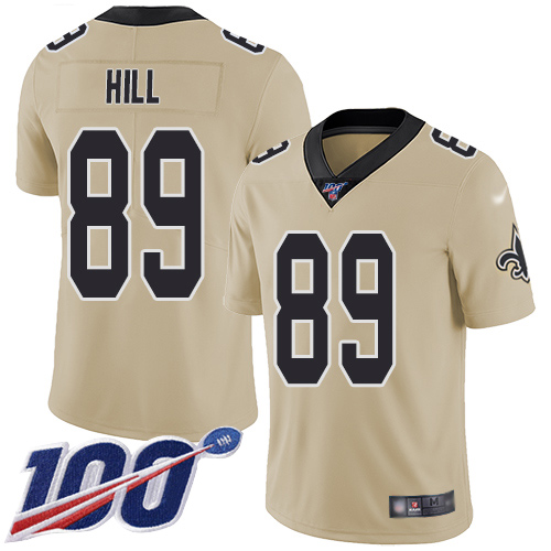 Men New Orleans Saints Limited Gold Josh Hill Jersey NFL Football #89 100th Season Inverted Legend Jersey